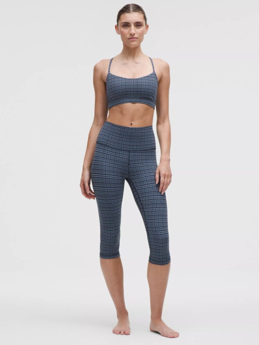 Lululemon - Align High-Rise Crop 17" Leggings: Glow Grid Washed Denim & Black, 4 - Picture 9 of 10